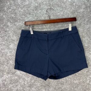 J Crew Chino Shorts Womens 6 Navy Twill Zip Fly Back Welt Pockets Casual Summer